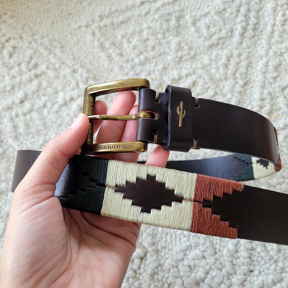 Cardon Belt Argentina Men's Embroidered Leather Belt Sz 36